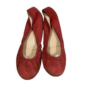 J.Crew Cece Red Suede Ballet Flats Size‎ 8 Classic Round Toe Shoes